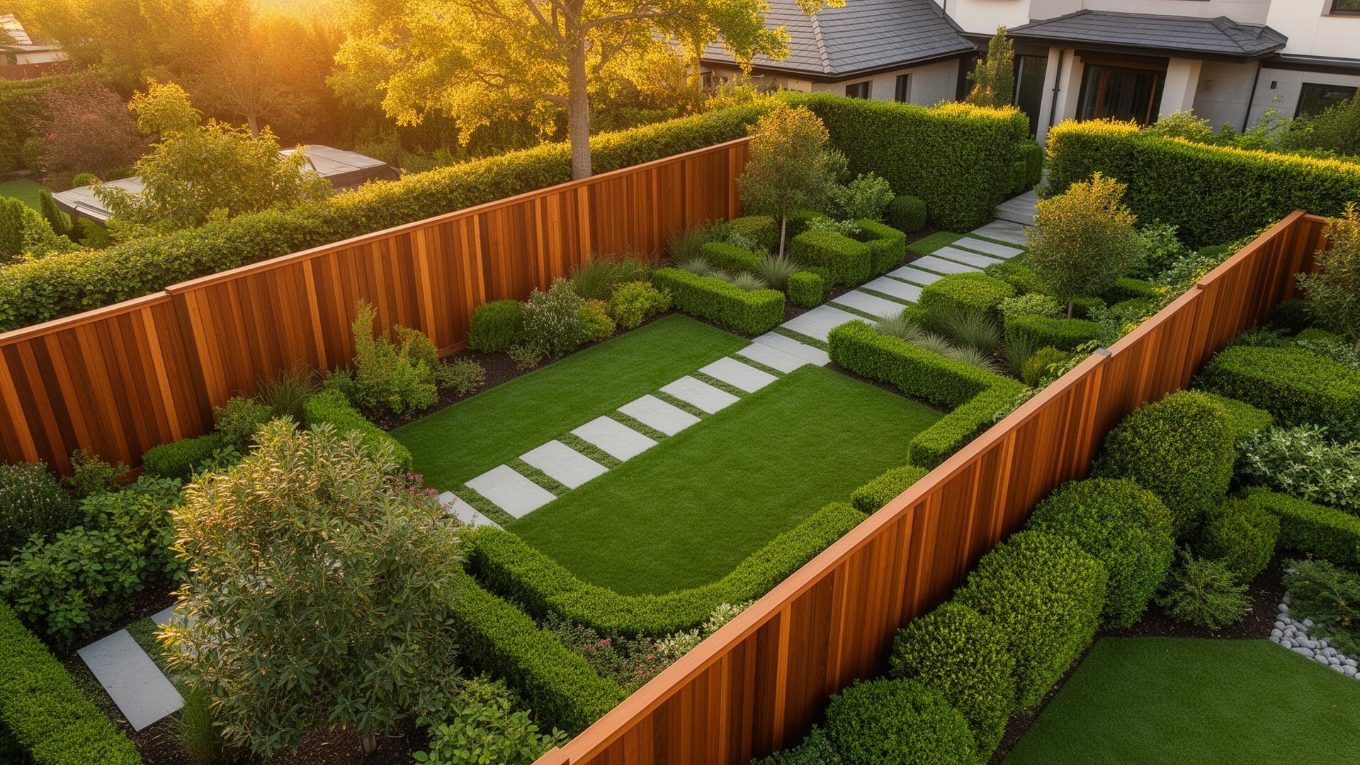 Jardin paysager avec clôture